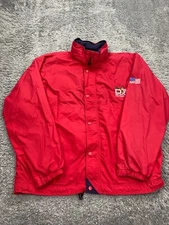 Vtg WearGuard Jacket Men Large Red Stowaway Hood Mesh Lined Windbreaker Bomber
