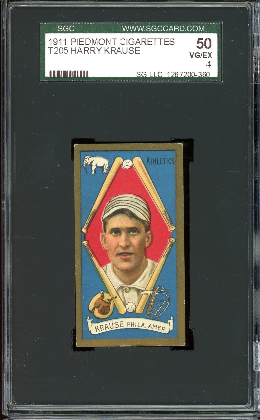 1911 T205 Gold Border Tobacco Harry Krause SGC 4