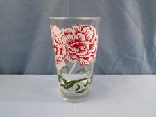 Peanut Butter Glass Tumbler White & Pink Carnation White Name Near Middle #58