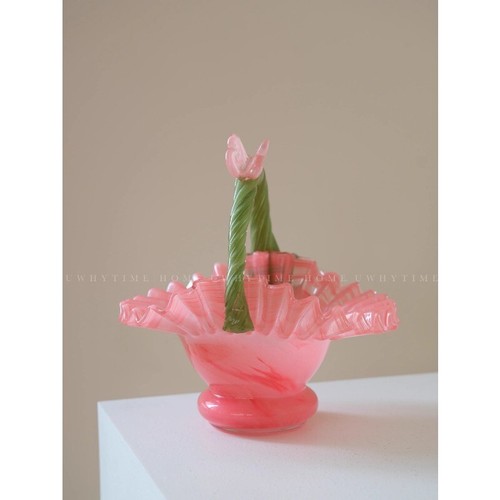 Ménage rose vert couleur mixte pot vase verre arrangement floral décoration - Photo 5/24
