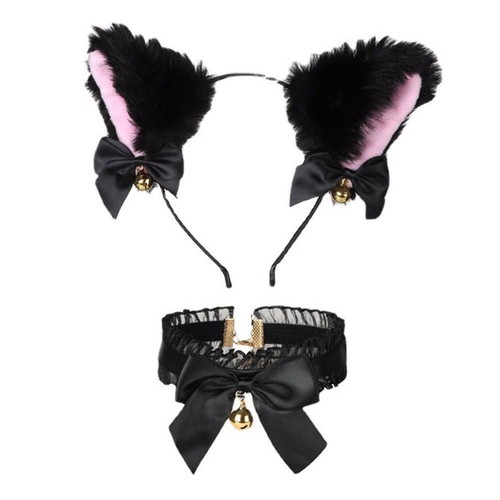 Cat Ear Bow Headband Claw Gloves Cosplay Plush Hairband Girl Headwear Women P6D4 - Picture 12 of 28