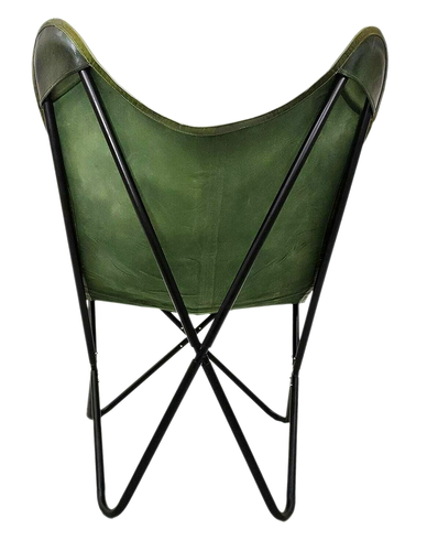 Silla De Mariposa Plegable De Cuero Verde Natural Vintage Buffalo - Imagen 2 de 6