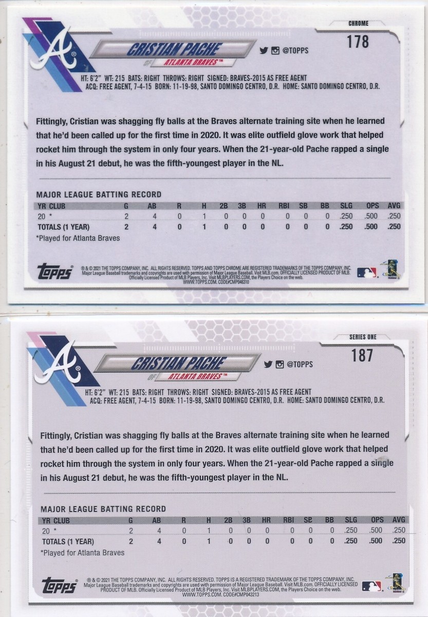 CHRISTIAN PACHE - 2018 2pc Topps Series I 70th RC & Topps Chrome