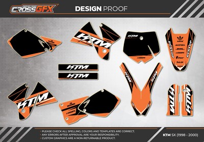 1998 1999 2000 Graphics Kit for KTM SX 125 250 380 400 450 520 Decals Stickers