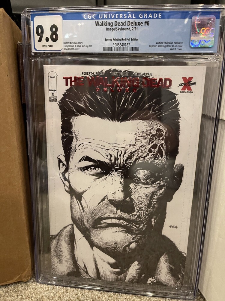 Walking Dead Deluxe #6 2nd Print Red Foil Sketch Edition Variant CGC 9.8 CVL
