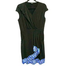 Black Wrap Dress Sleeveless Pockets Knee Length Casual Work Dress Large Apt 9