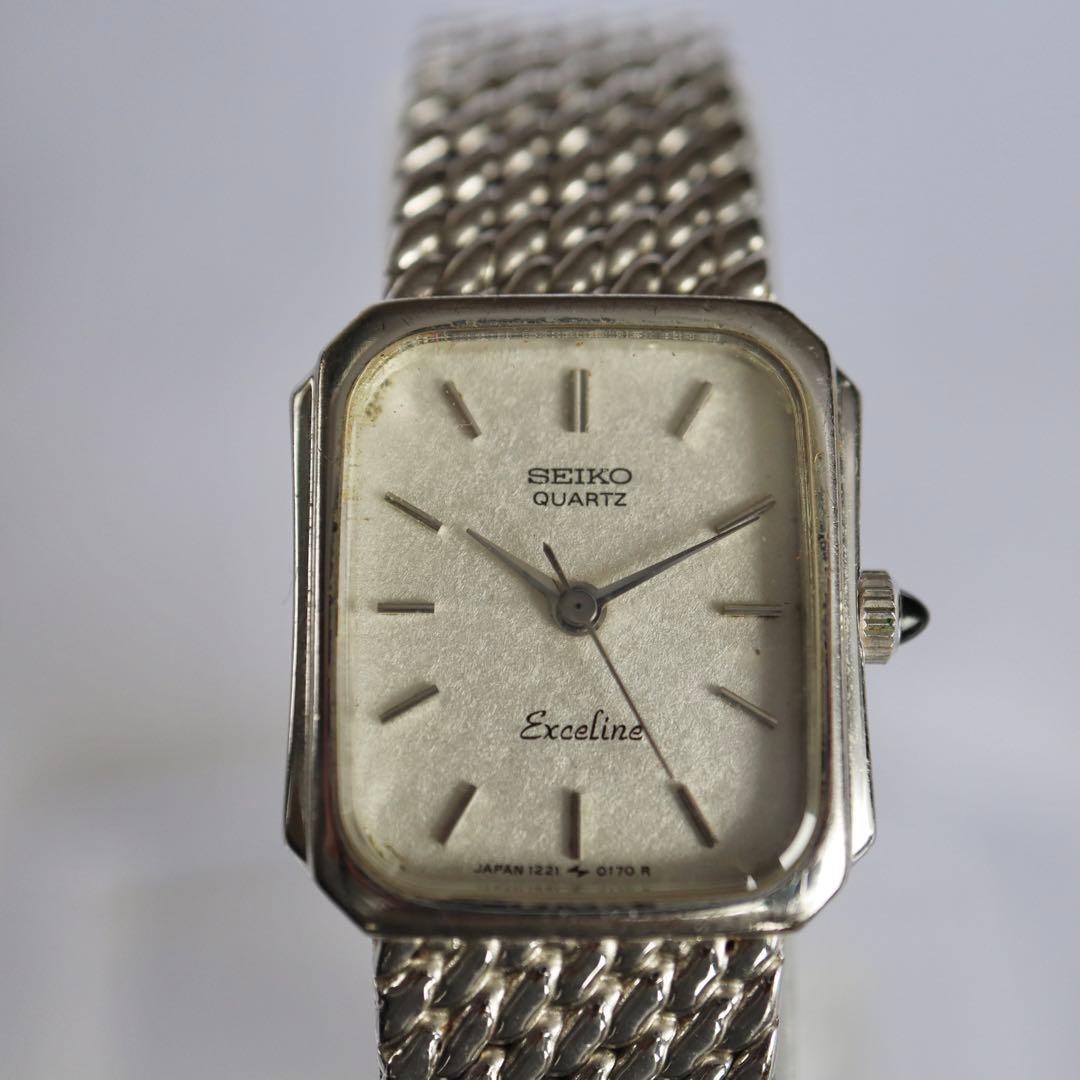 Seiko Excelline Quartz Dress Watch Womens Square Silver Timepiece Vintage image 6