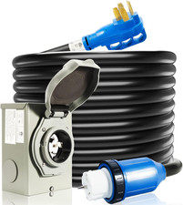 50 Amp Generator Cord and Power Inlet Box, 50FT Generator Cords 50 Amp,125V/250V
