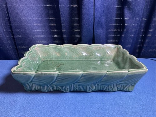 Vintage McCoy Green Leaf Rectangular Planter USA Pottery