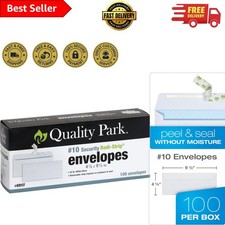 Redi-Strip Self Seal Security Envelopes - 100 Count, 4-1/8" x 9-1/2", White Wove