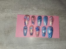 Bara Lilo e Stitch fatta a mano pressare sulle unghie lunghezza media