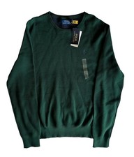 Polo Ralph Lauren Mesh-Knit Cotton Crewneck Sweater Dark Green Men s Size Large