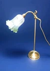 VINTAGE ADJUSTABLE DESK TABLE LAMP BRASS GLASS SHADE FREE STANDING COTTAGECORE