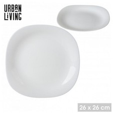Dinner Plate 26cm Square Opal Glass White Flat Modern Serving Dish Tableware