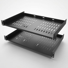 2 Pack 1U Vented Rack Shelf 12 Deep Cantilever Tray Steel for 19 Inch Cabinet