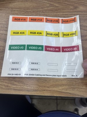 Labels For Decora Plate Inputs PVS 204SA System RGB Video Inputs