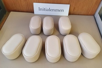 8 x NOS ROLEX DEALER LEATHER BEIGE CUSHIONS for TRAY - NO TRAY included