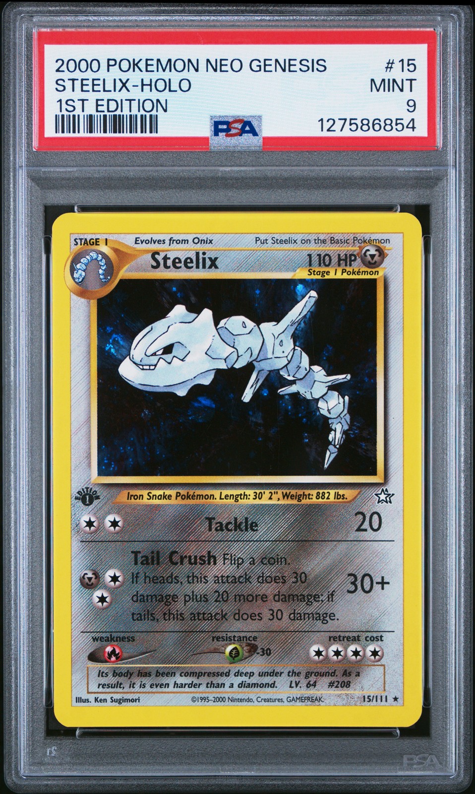 2000 POKEMON NEO GENESIS 1ST ED #15 STEELIX-HOLO PSA 9