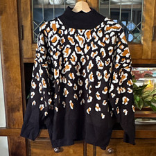 IMAN Women s 1X Plus Black/White/Brown Leopar...
