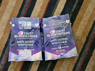 2 Pack Crest 3D Whitestrips 18 In 2 Weeks Anti-Aging Whitener (Missing 3 Strips)
