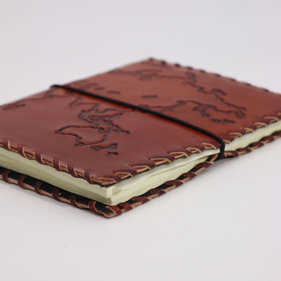 Leather Travel Journal Notebook with Wrap Light Tan 96 Pages 17 x 13 cm ...