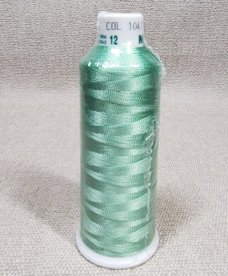 MADEIRA Viscose Rayon Classic No. 12 weight THREAD #1047 Lt GREEN 2000m Cone NEW - Image 2 of 3