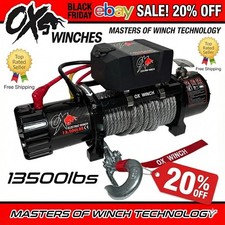 OX ELECTRIC WINCH 13500lb 12v STEEL ROPE BLACK WIRELESS RECOVERY 4x4 UK STOCK