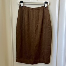 1990s Chocolate Brown Vintage 100 Silk Y2K Pencil A-Line Skirt Women  s Size 6