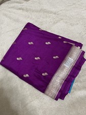 Silk Saree Purple Gold Blue Unstitched Traditional Women