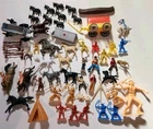 Plastic Western Lot Cowboys Indians 40+ Pieces Vintage Rodeo Horses Bull