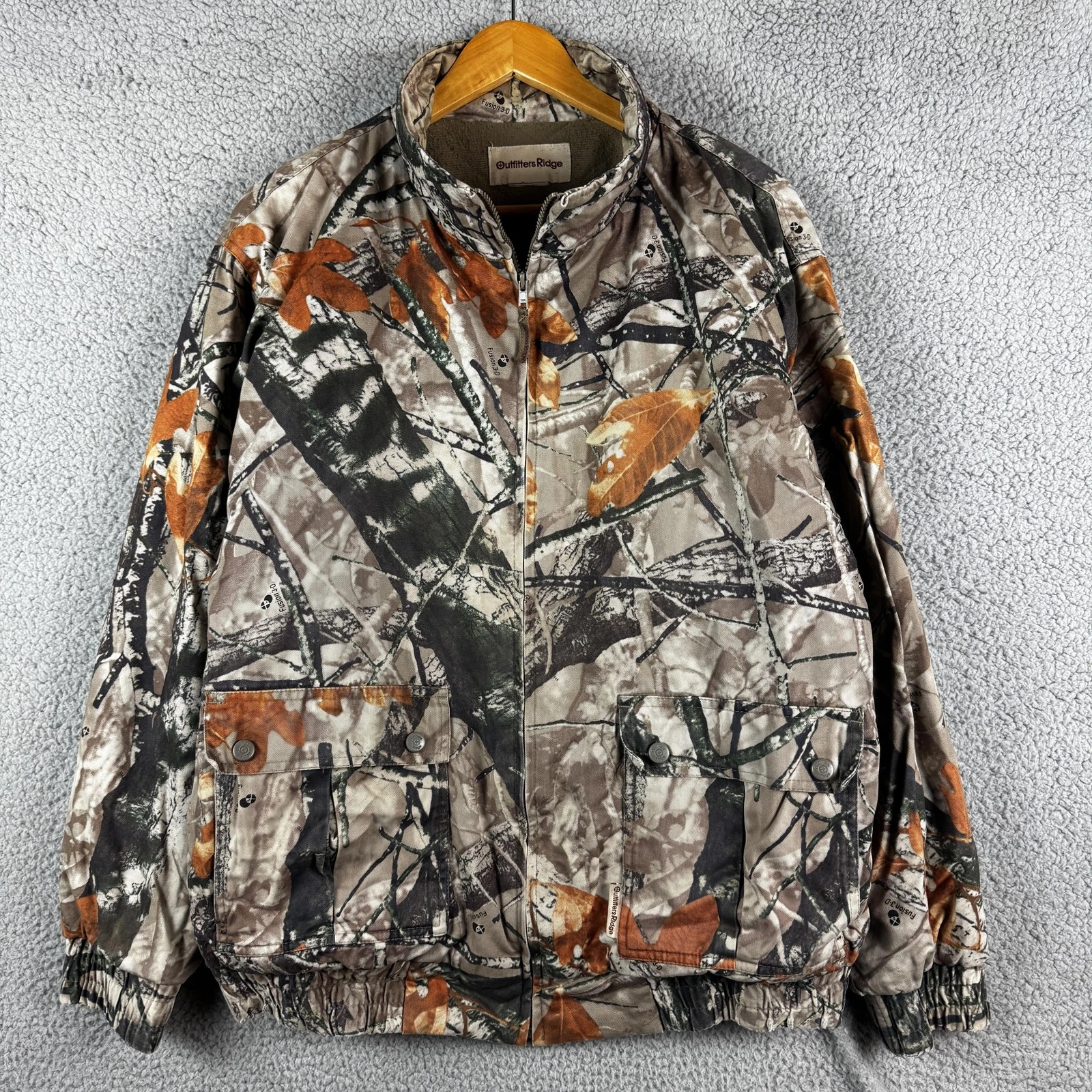 Outfitters Ridge Jacket Mens XL Brown Camo Fusion 3-D Quilted Hunting Insulated