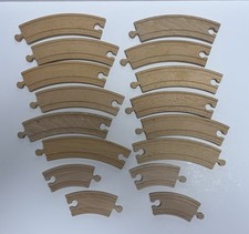BRIO Vintage 1980s Curved Track Lot 16pc , Made in Sweden Wooden Railway