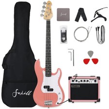 Full Size 4 Four String Electric Bass Guitar 20W Amplifier Amp Right Hand Beg...