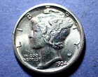 1934 Mercury Dime  Ch. BU FSB