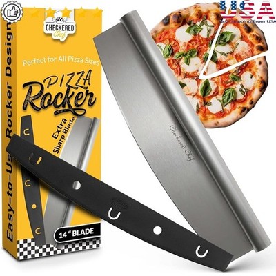 Super Sharp Pizza Cutter Rocker Stainless Steel Knife Dishwasher Safe Multitool
