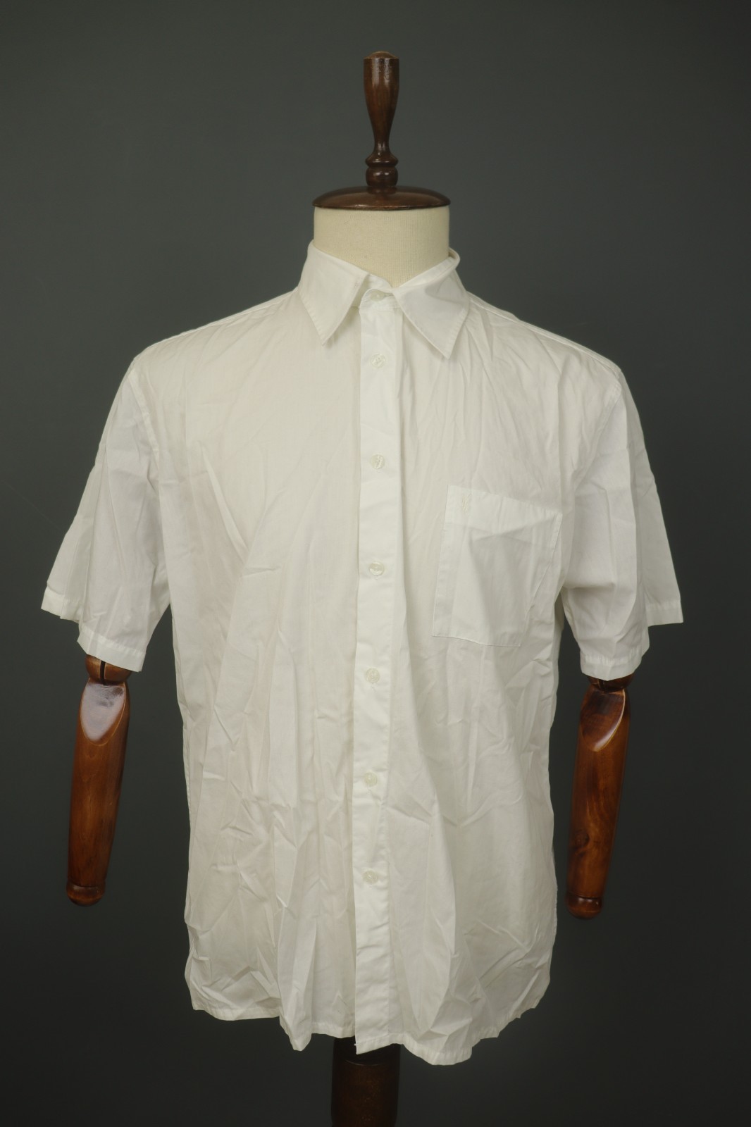 Camicia bianca Yves Saint Laurent Pour Homme manica corta cotone con bottoni taglia XL