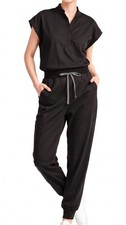 Eadflie Scrubs for Women Set, Sleeveless Stand Collar Top Jogger Pants