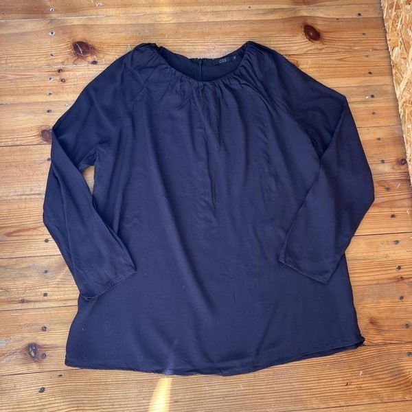Women COS Shirt Navy Viscose S #6S5X