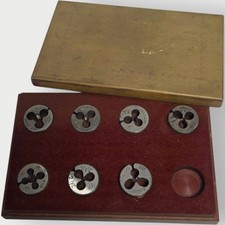 Vintage Morse AND OTHER USA Round Threading Dies Set 7pc Tap Die Case MIX SIZES