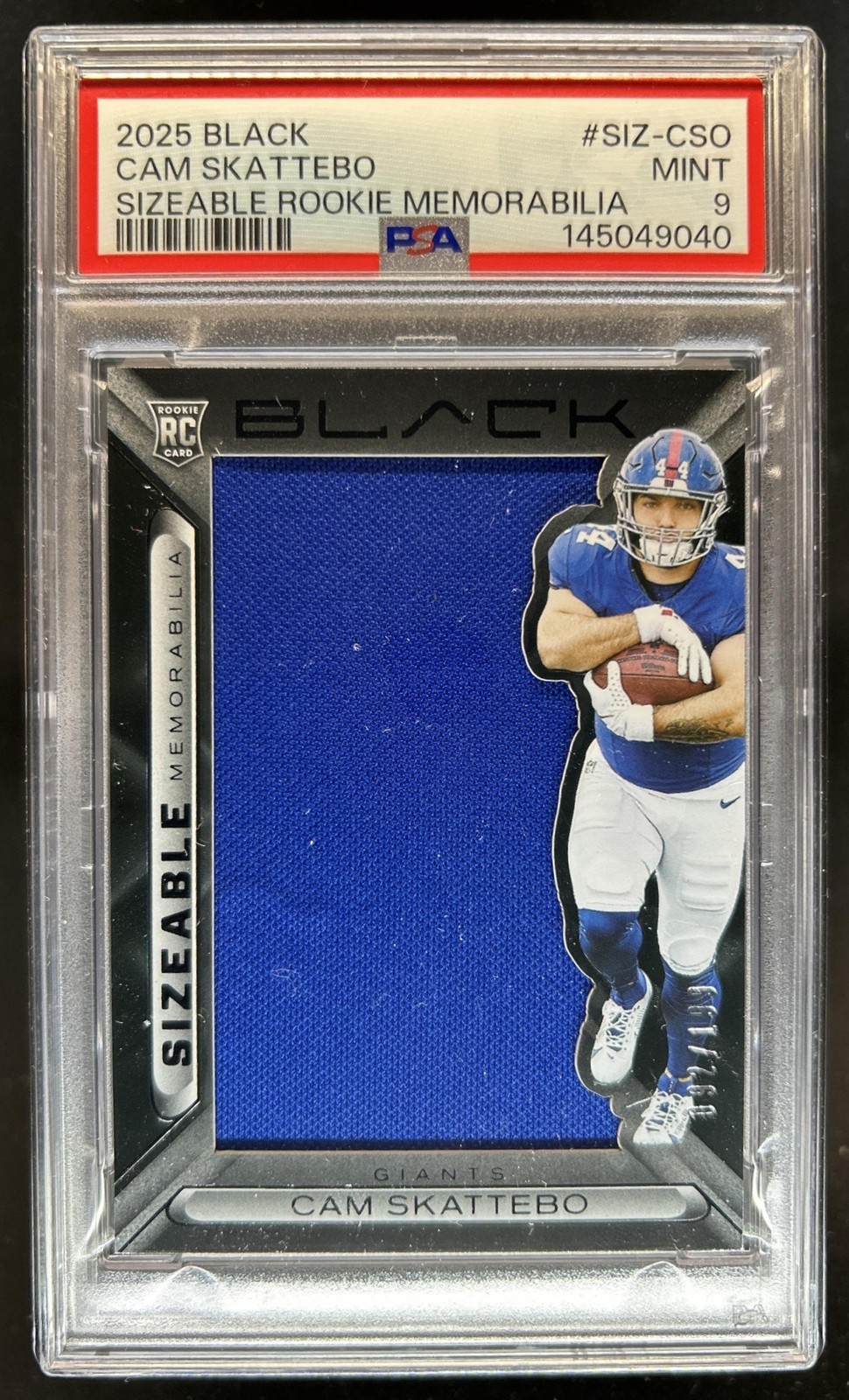Cam Skattebo Panini Black Sizeable Rookie Memorabilia #SIZCSO Base
