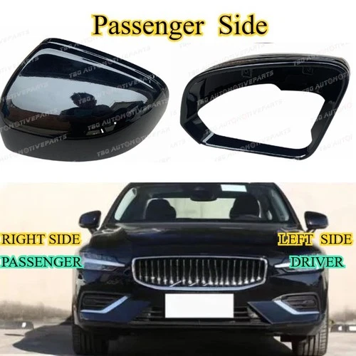Onyx Black Passenger Side Mirror Cover for VOLVO S60 S90 2019-2024 Wing Outer