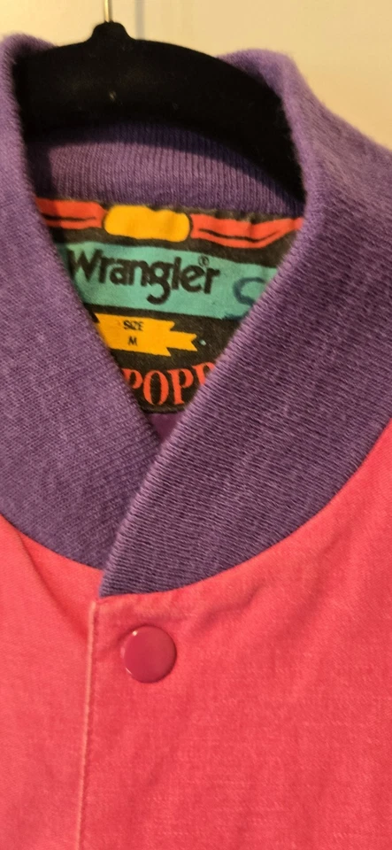 Chaqueta vintage años 90 Wrangler Brush popper rosa occidental EE. UU., talla mediana  Foto 2 de 4