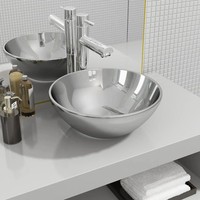 Vidaxl Waschbecken 32,5 X 14 Cm Keramik Silbern Neu