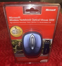 SEALED Microsoft Wireless Notebook Optical Mouse 3000 PC Mac USB Blue