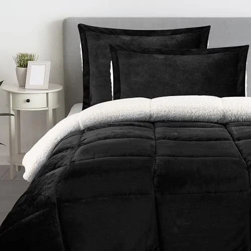 Utopia Bedding Micromink Sherpa Fleece Queen Comforter Set with 2