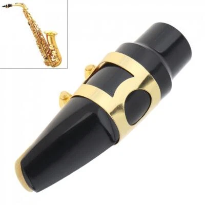 Alto Saxophone Brass Goldplated Ligature + Plastic Cap & Clip & Mouthpiece Reed