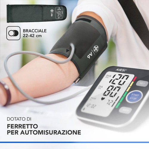 Misuratore di pressione da braccio professionale A6 - sfigmomanometro digitale - Foto 5 di 7