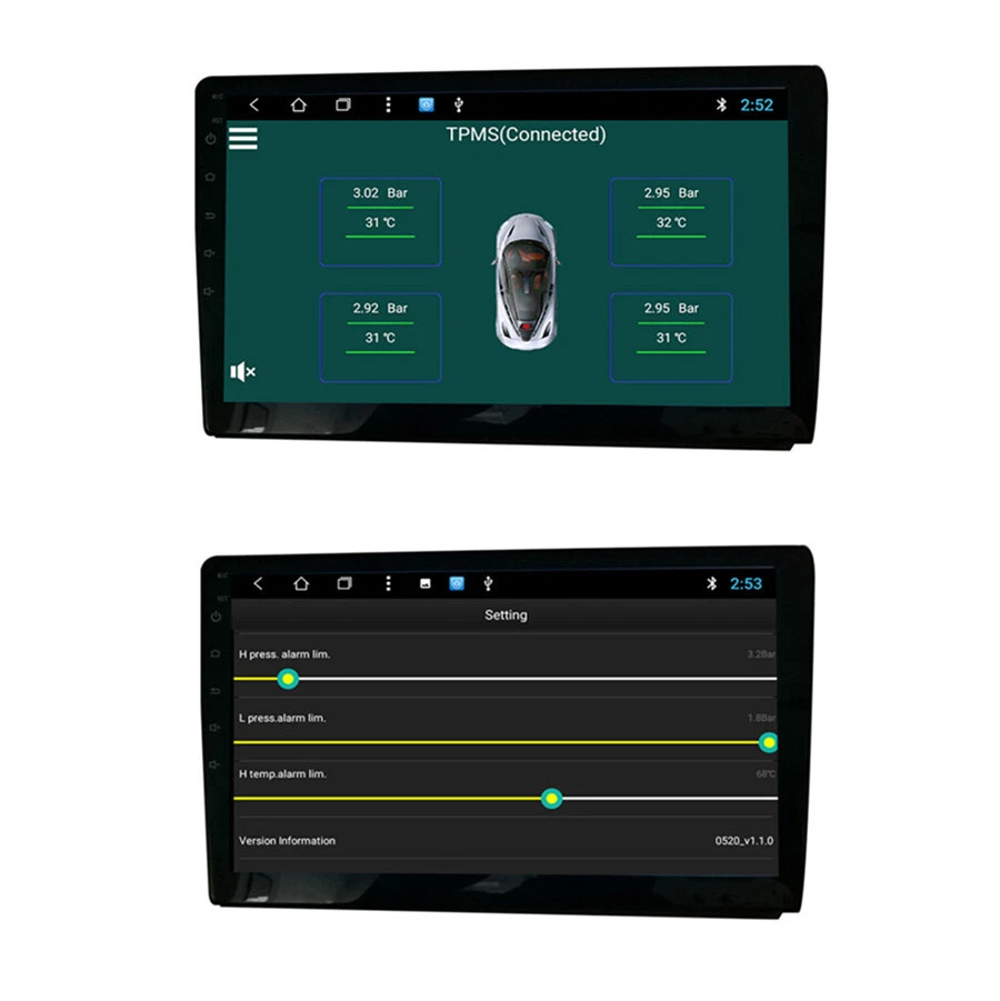 Receptor de sistema de alarma USB TPMS de monitoreo de presión de neumáticos de automóvil con 4 sensores internos Foto 3 de 4