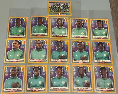 2022 Panini World Cup Qatar Sticker SENEGAL *GOLD* Partial Team Set (15/19)