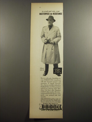 1952 Baracuta Trenchcoat Ad - In Wind and rain, your masterpiece-de-resistance